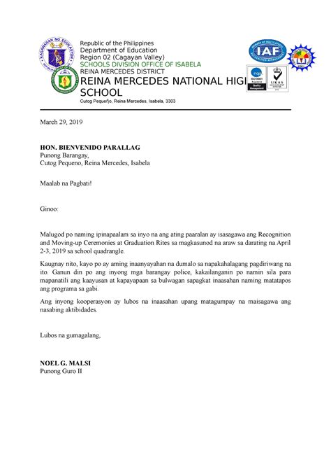 request letter sample for barangay|Letter of Request From Barangay .